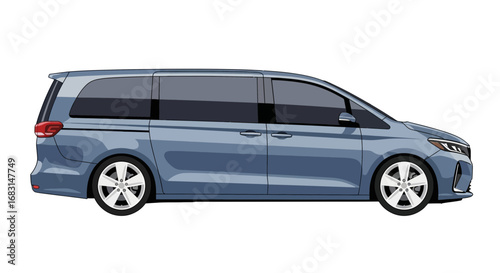 Sleek light blue minivan vector illustration for modern transportation