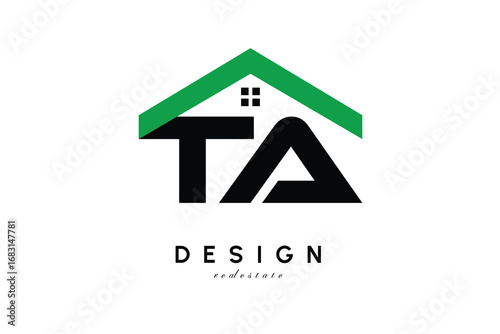 TA Letter Logo – Green Roof House Monogram for Real Estate & Home Branding