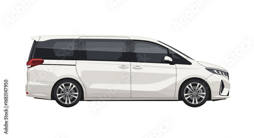 Sleek white minivan vector illustration for transportation design