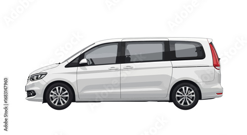 Sleek White Minivan Vector Illustration for Transportation Solutions