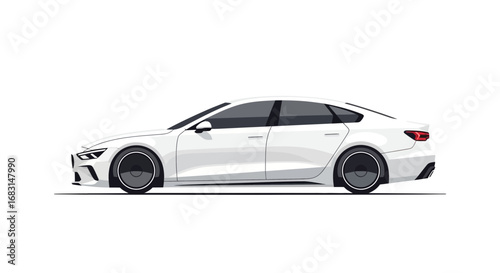 Sleek white modern sedan car, isolated design for automotive concepts