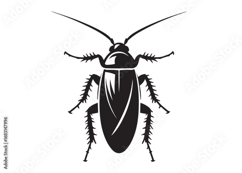 cockroach logo silhouette vector, cockroach silhouette vector illustration, roach silhouette vector logo, silhouette of cockroach insect, cockroach insect logo silhouette vector on white background.
