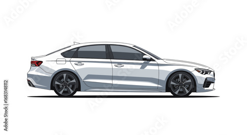 Sleek white sedan, a modern automotive illustration showcasing design