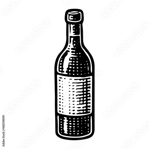Classic Labeled Wine Bottle: Premium Vintage Red Art