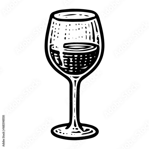 Elegant Empty Wine Glass: Stemware Goblet Illustration