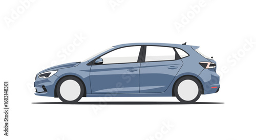 Stylized vector illustration of a compact car in side view on white