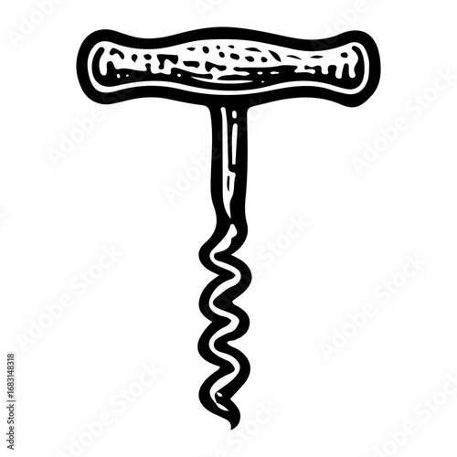Classic Wine Corkscrew Opener: Essential Winery Tool Art