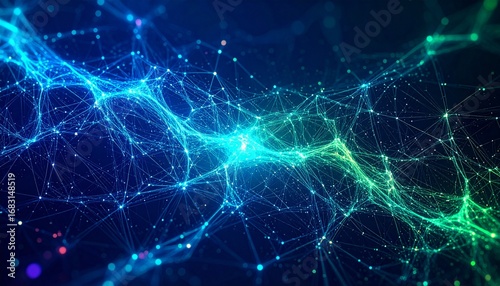 A blue and green abstract background with connected lines motion illustration expression colorful movement backgrounds scene figure elements design layers frame composition creative