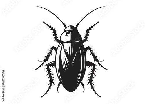 cockroach logo silhouette vector, cockroach silhouette vector illustration, roach silhouette vector logo, silhouette of cockroach insect, cockroach insect logo silhouette vector on white background.