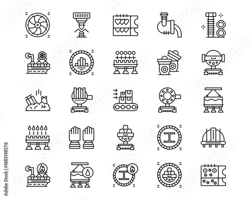 Metallurgy Line Icons