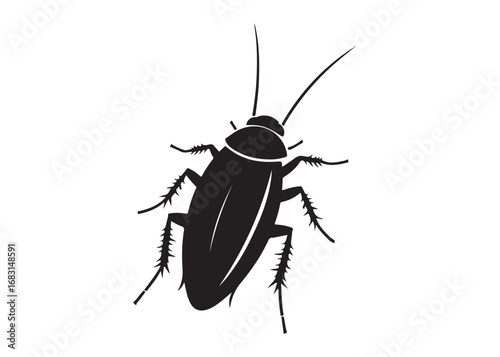 cockroach logo silhouette vector, cockroach silhouette vector illustration, roach silhouette vector logo, silhouette of cockroach insect, cockroach insect logo silhouette vector on white background.