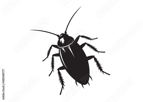 cockroach logo silhouette vector, cockroach silhouette vector illustration, roach silhouette vector logo, silhouette of cockroach insect, cockroach insect logo silhouette vector on white background.