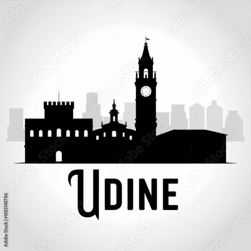 Udine Italy Skyline Silhouette — A Cultural Gem of Friuli Venezia Giulia Vector Illustration
