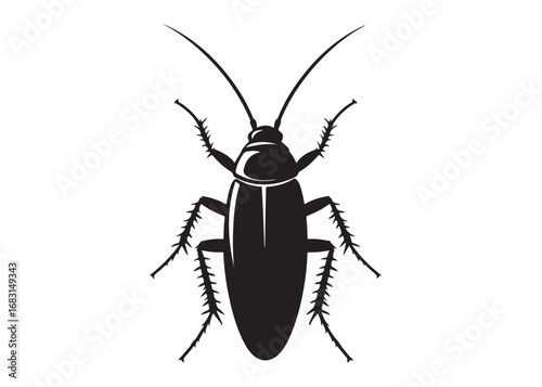cockroach logo silhouette vector, cockroach silhouette vector illustration, roach silhouette vector logo, silhouette of cockroach insect, cockroach insect logo silhouette vector on white background.