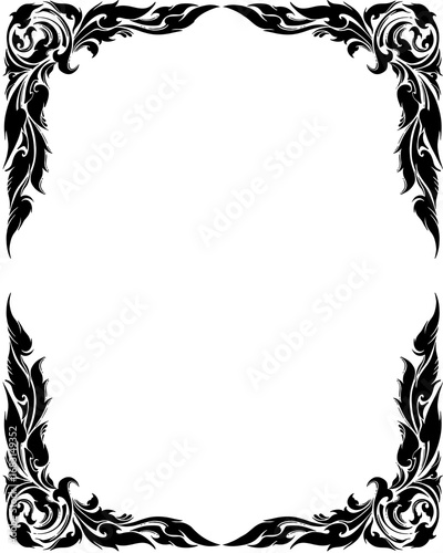 black and white floral frame