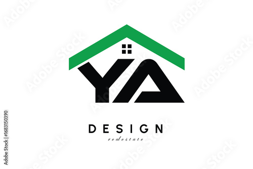 YA Letter Logo – Green Roof House Monogram for Real Estate & Home Branding