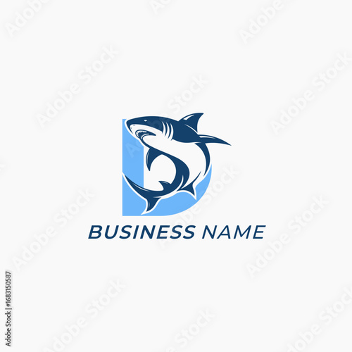 logo design combine letter D and shark