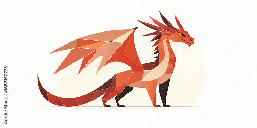 Fototapeta premium Colorful dragon made with geometric shapes showcasing creativity and design skills in a modern art style