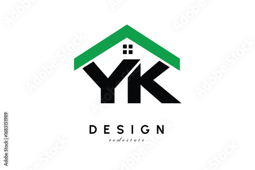 YK Letter Logo – Green Roof House Monogram for Real Estate & Home Branding