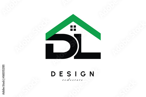 DL Letter Logo – Green Roof House Monogram for Real Estate & Home Branding