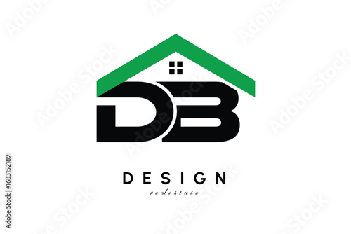 DB Letter Logo – Green Roof House Monogram for Real Estate & Home Branding