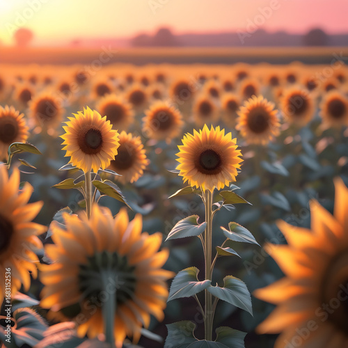Sunflower Field at Sunset