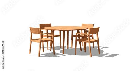 Arrangement of simple wooden table and chairs for outdoor event