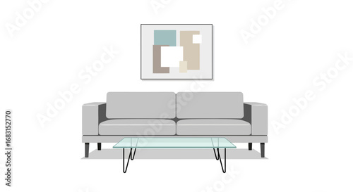 Chic Living Room Interior Featuring a Stylish Sofa and Abstract Artwork