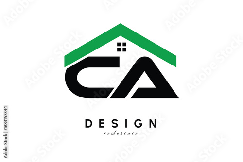 CA Letter Logo – Green Roof House Monogram for Real Estate & Home Branding