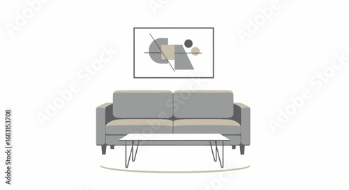 Elegant living room interior design with a modern couch and artwork