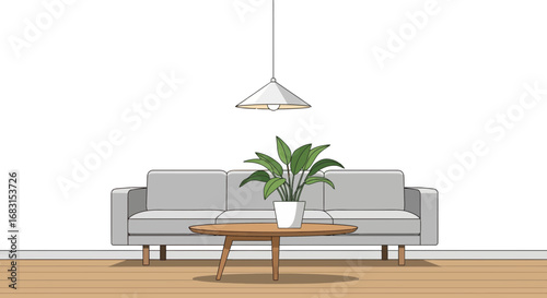 Elegant living room interior illustration with modern design elements
