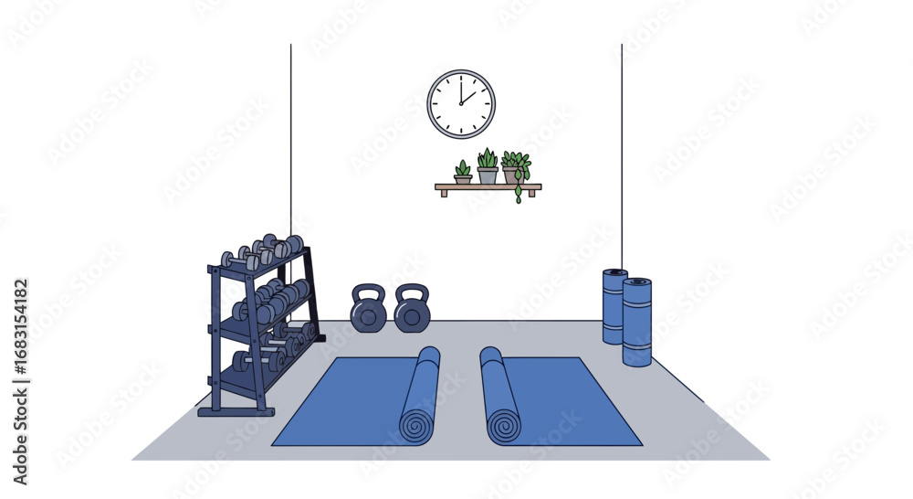 Naklejka premium Inviting home fitness corner showcasing well-being and healthy lifestyle