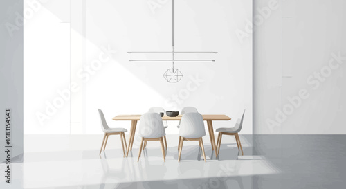 Minimalist dining space showcasing modern design elements and bright ambiance