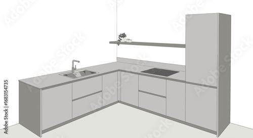Minimalist kitchen corner with sleek cabinets and modern appliance design