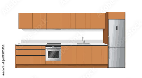 Modern kitchen interior showcasing sleek design and functional layout concept