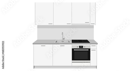 Modern minimalist kitchen design featuring white cabinets and sleek appliances