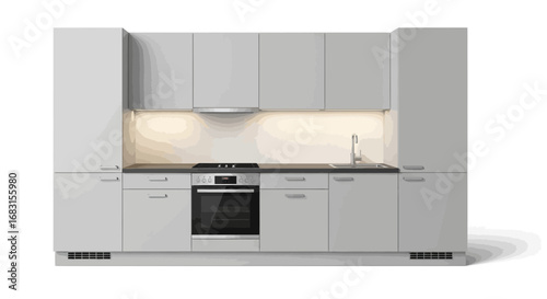 Modern minimalist kitchen design with neutral color scheme and appliances