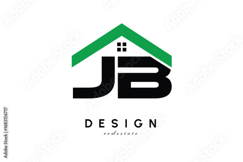 JB Letter Logo – Green Roof House Monogram for Real Estate & Home Branding