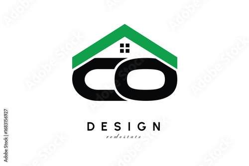 CO Letter Logo – Green Roof House Monogram for Real Estate & Home Branding