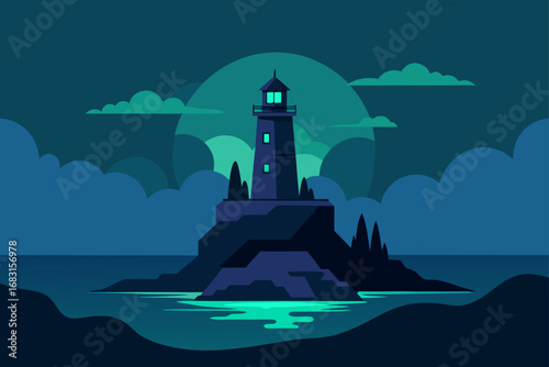 a mysterious abandoned lighthouse on a lonely isla