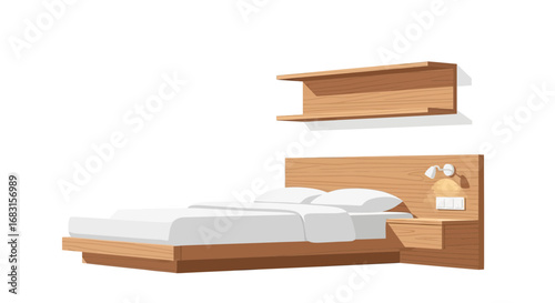 Stylish Bedroom Interior Illustration with Minimalist Design Elements