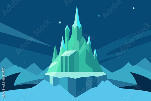 a majestic ice palace shimmering under the aurora 