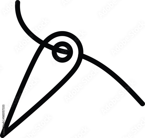 A simple line drawing of a needle and thread