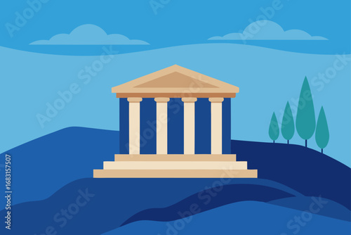 an ancient greek temple on a hilltop overlooking t