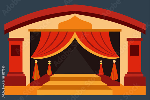 a grand theater stage with a dramatic play in prog