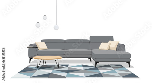 Vector illustration of a stylish living room interior with modern furniture