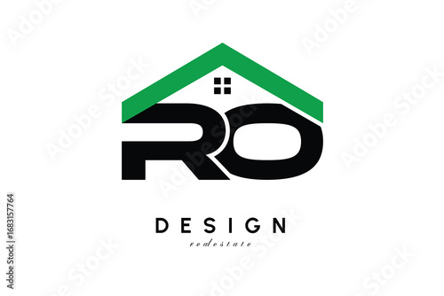 RO Letter Logo – Green Roof House Monogram for Real Estate & Home Branding