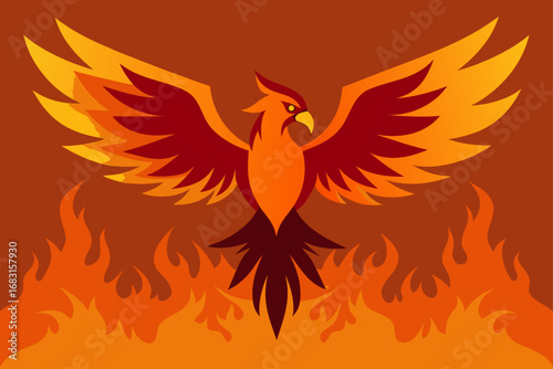 a powerful and majestic phoenix rising from ashes 