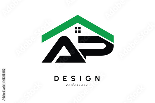 AP Letter Logo – Green Roof House Monogram for Real Estate & Home Branding