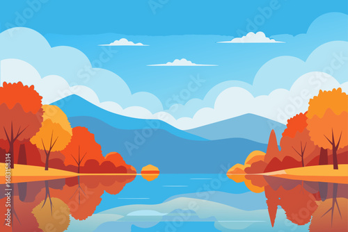 serene lake in autumn  reflecting the colorful tre